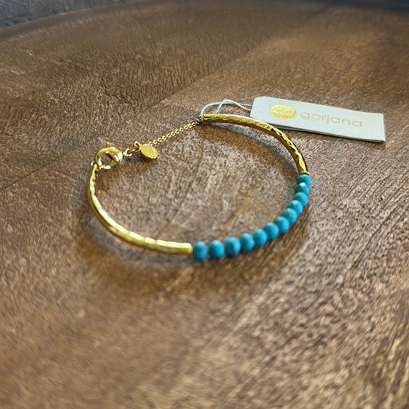 Gorjana NWT Power Gemstone Cuff Bracelet | Gold and Turquoise - Picture 9 of 9
